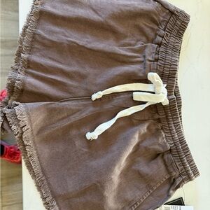 Volcom Brown Women's Shorts with White Tie